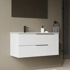 Banyetti Celtic Duo 1000mm Wall Hung Basin Unit with Door & Basin - Gloss White