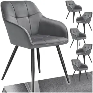 Dining Chair Marilyn - velvet look, quilted pattern - grey/black