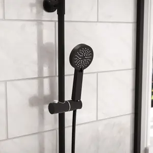 Nes Home Modern Round Matte Black Exposed Thermostatic Mixer Shower Set With Shower Head