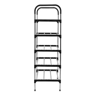 5 Tiers Black Freestanding Shoe Rack Shoe Storage Organizer Shelf Space Saving Display Shelves