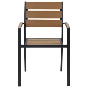 Set of 6 Garden Chairs VERNIO Light Wood-Black