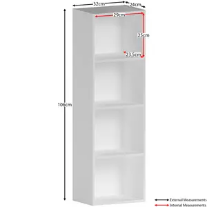 Gerardi Standard Bookcase White / 106 cm H x 32 cm W