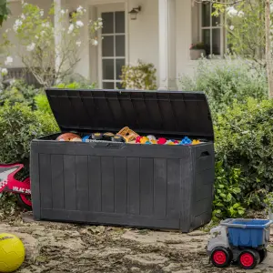 Keter Hollywood Anthracite 270L Garden storage box 537mm 1180mm