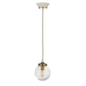 1 Bulb Ceiling Pendant Cream Painted Aged Brass Finish Plated LED E14 60W