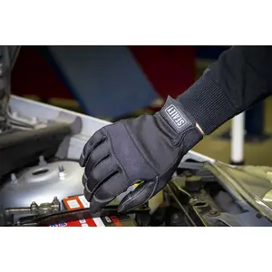 PAIR Light Palm Black Mechanics Gloves - Large - Touchscreen Index Fingertip