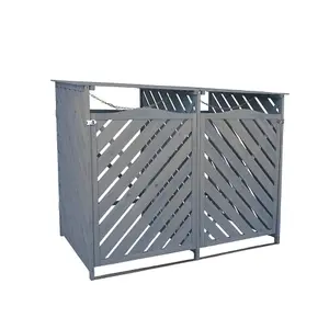 Wooden Double Wheelie Bin Storage - Grey