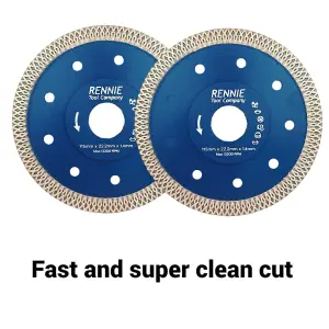 2 Pack x 115mm Diamond Cutting Disc Saw Blade 1.4mm Super Thin Turbo Disks For Angle Grinders For  Porcelain Tiles Ceramics