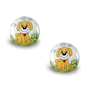 DecorAndDecor - BIMBA Kids Dog Ceramic Decorative Cupboard Drawer Knobs Porcelain - Pair