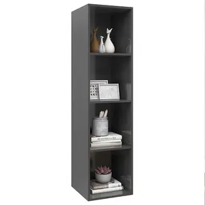 Berkfield Wall-mounted TV Cabinet High Gloss Grey 37x37x142.5 cm Engineered Wood