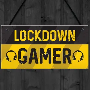 Novelty Lockdown Gamer Sign Boys Bedroom Sign Man Cave Lockdown Gamer Gift