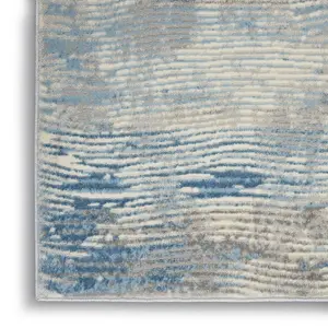 Grey Blue Modern Easy to Clean Abstract Rug for Living Room, Bedroom - 160cm X 221cm