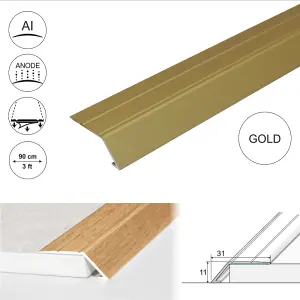 A45 31mm Anodised Aluminium Self Adhesive Door Threshold Ramp Profile - Gold, 0.9m