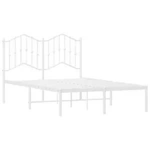 Berkfield Metal Bed Frame with Headboard White 120x200 cm