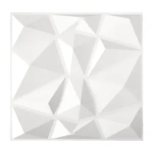 12 Pcs 3D Wall Panel Diamond for Interior Wall Décor Matt White 500 x 500 mm