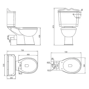 SunDaze Bathroom Close-Coupled Toilet with Soft PP Seat Cover and Cistern