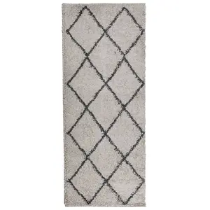 Shaggy Rug PAMPLONA High Pile Modern Beige and Anthracite 80x200 cm