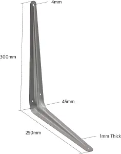 EAI - London Shelf Bracket - 300x250x45x1mm - Silver - Pack of 10