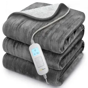 Cosi Home Double Fleece & Sherpa Electric Heated Throw - Grey