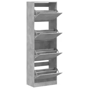 Berkfield Shoe Cabinet with 4 Flip-Drawers Concrete Grey 60x34x187.5 cm