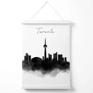 Toronto Watercolour Skyline City Poster with Hanger / 33cm / White