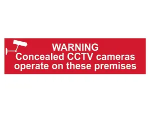 Warning Sign for Concealed CCTV Cameras - Durable PVC 200 x 50mm