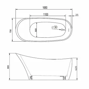 Seattle White Acrylic Freestanding Bath (L)1680mm (W)730mm