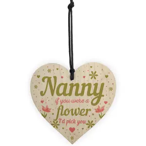 Red Ocean Gifts for Nanny Nan Grandma Wooden Heart Plaque Birthday Gifts For Nanny Gifts From Grandchildren