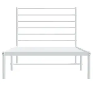 Berkfield Metal Bed Frame with Headboard White 80x200 cm