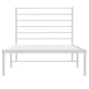 Berkfield Metal Bed Frame with Headboard White 75x190 cm 2FT6 Small Single