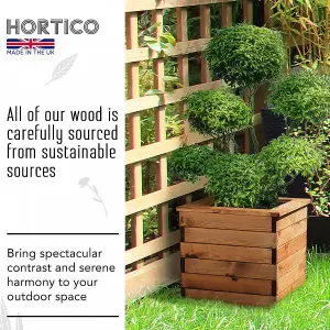 Set of 2 HORTICO™ Wooden Planter, 47cm Square Planter Box, Made in the UK Scandinavian Red Wood Outdoor Plant Pots H39 L47 W47 cm