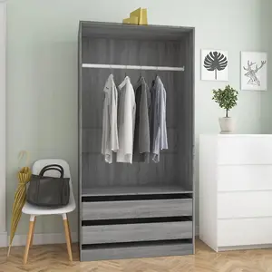 Wardrobe Grey Sonoma 100x50x200 cm Engineered Wood