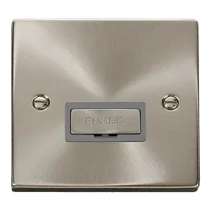 Satin / Brushed Chrome 13A Fused Ingot Connection Unit - Grey Trim - SE Home