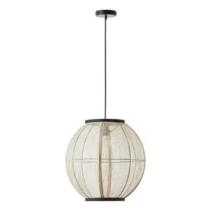 Luminosa Zaire Single Pendant Ceiling Lamp, Natural Linen, Matt Black