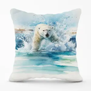 Hunting Polar Bear Watercolour Outdoor Cushion 45cm x 45cm