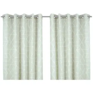 Light grey Geo cubes Lined Eyelet Curtain (W)228cm (L)228cm, Pair