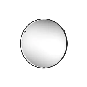 Sensio Aspect Matt Black Round Wall-mounted Bathroom & WC Illuminated mirror (H)60cm (W)60cm