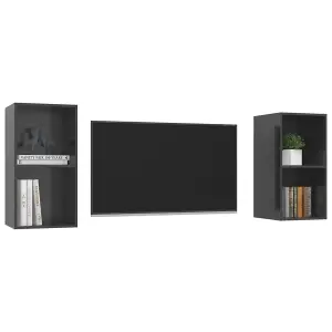 Berkfield Wall-mounted TV Cabinets 2 pcs High Gloss Grey Engineered Wood