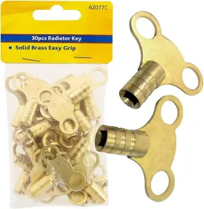 Pack Of 30 Solid Brass Radiator Plumbing Bleed Keys Venting Air Valve Bleeding