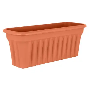 Wham 2x Vista Terracotta Plastic Planter, Extra Large Rectangular Trough (80cm, Pack of 2)