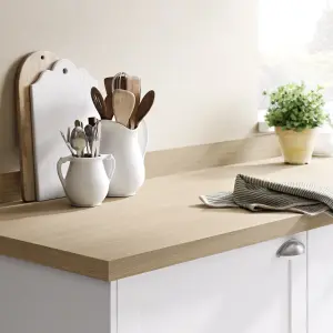 GoodHome 38mm Kala Matt Light wood effect Chipboard & laminate Square edge Kitchen Worktop, (L)3000mm