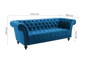 Birlea Chester 3 Seater Sofa Blue