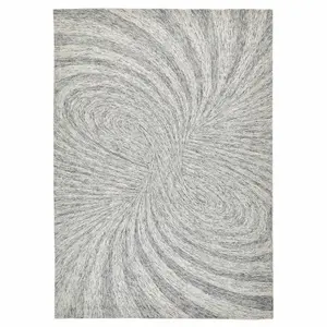 Melrose Elemental Mixed Cotton Wool Paradox Swirl Design Grey Medium Area Rug 120X170cm