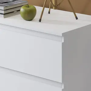 Carlton 6 Drawer Double Dresser - 3+3 Configuration, Scratch-Resistant, Handleless Design, Matte Finish. 12cm Deep Drawers Matt White