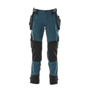 Mascot Advanced Trousers with Holster Pockets and Stretch - Dark Petroleum   (34.5) (Leg Length - Long)