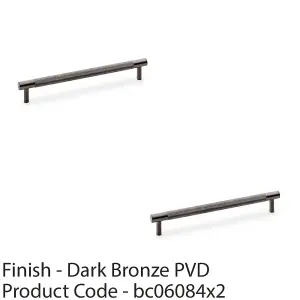 2 PACK - Knurled T Bar Door Pull Handle - Dark Bronze - 192mm Centres Premium Drawer