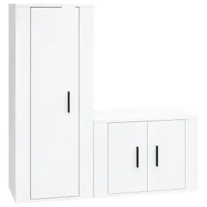 Berkfield 2 Piece TV Cabinet Set High Gloss White Engineered Wood