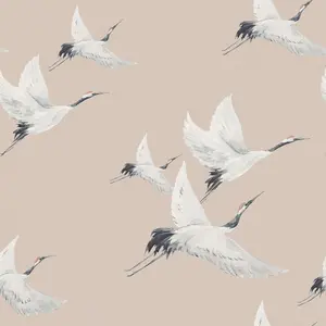 Soaring Cranes Wallpaper In Nude