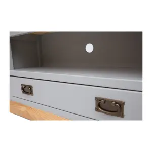 Bomporto Light Grey 1 Drawer TV Cabinet Brass Drop Handle