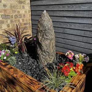 Black Sandstone Monolith 60cm Natural Stone Solar Water Feature