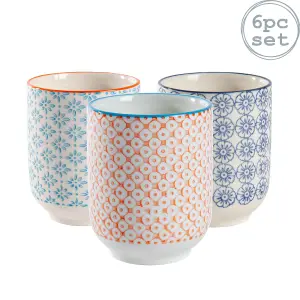 Nicola Spring - Hand-Printed Tumblers - 280ml - 3 Colours - Pack of 6